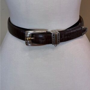 Brighton | Size Small (28) Vintage Dark Brown Belt with Silver and Gold Details